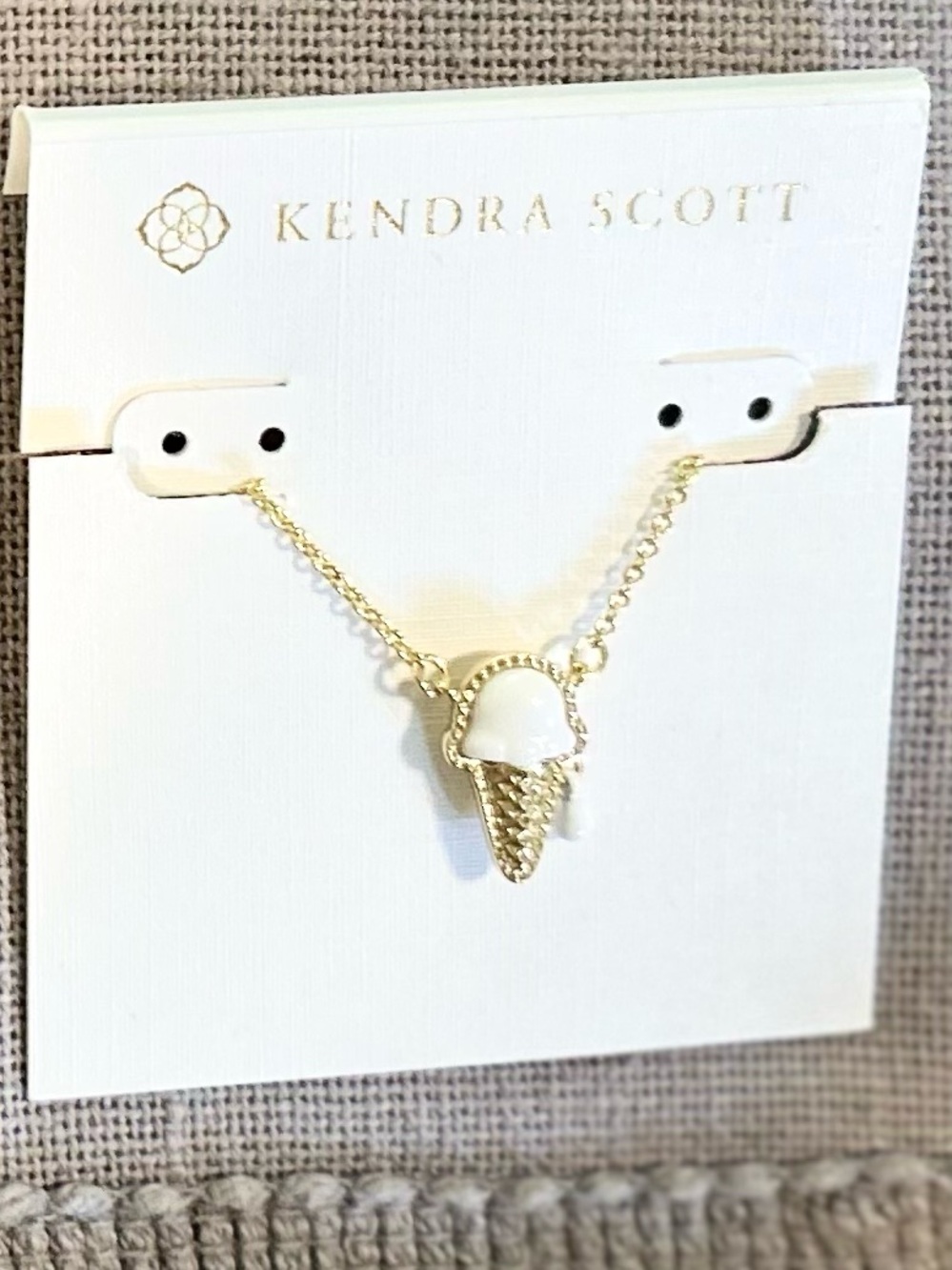 Kendra Scott Gold and White Ice Cream Cone Necklace